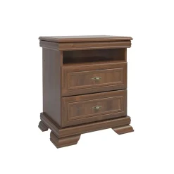 Garnero Arredamenti Comodino 58x68h cm 2 cassetti  arte povera quercia Kelly Noce Outlet