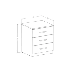 Garnero Arredamenti Comodino 46x56h cm 3 cassetti moderno pino bianco Cortina Online