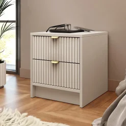 Garnero Arredamenti Comodino 35x40h cm 2 cassetti cannettato Athena Beige Best