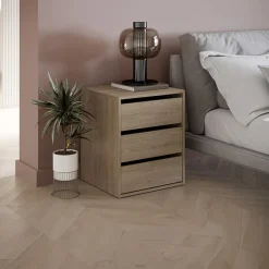 Garnero Arredamenti Comodino 50x60h cm 3 cassetti Ombra Rovere Hot