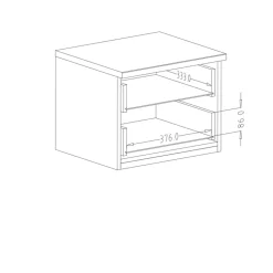 Garnero Arredamenti Comodino 46x37h cm 2 cassetti moderno rovere scuro nero Vulcano Rovere Rustico Online