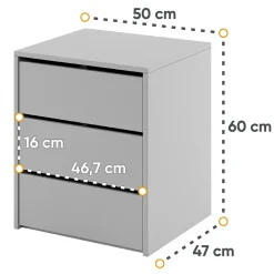 Garnero Arredamenti Comodino 50x60h cm 3 cassetti Ombra Grigio Discount