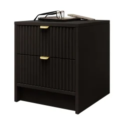 Garnero Arredamenti Comodino 35x40h cm 2 cassetti cannettato nero Athena Nero Opaco Online