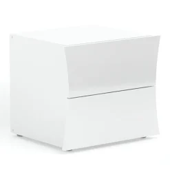 Garnero Arredamenti Comodino 50x40h cm 2 cassetti moderno bianco lucido Neve Clearance