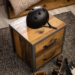 Garnero Arredamenti Comodino 46x51h cm 2 cassetti stile soft rovere scuro nero Urbania