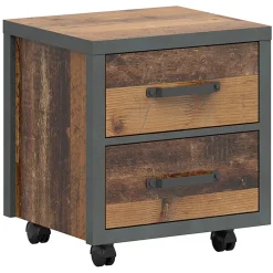 Garnero Arredamenti Comodino 46x51h cm 2 cassetti stile soft rovere scuro nero Urbania