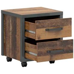 Garnero Arredamenti Comodino 46x51h cm 2 cassetti stile soft rovere scuro nero Urbania