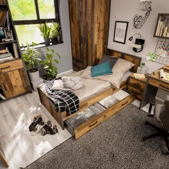 Garnero Arredamenti Comodino 46x51h cm 2 cassetti stile soft rovere scuro nero Urbania