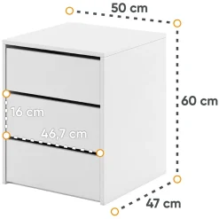 Garnero Arredamenti Comodino 50x60h cm 3 cassetti Ombra Bianco Opaco Discount