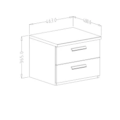 Garnero Arredamenti Comodino 46x37h cm 2 cassetti moderno quercia scuro nero Vulcano Noce Best