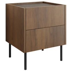 Garnero Arredamenti Comodino 40x50h cm 2 cassetti moderno piano effetto marmo nero noce Caliva Best