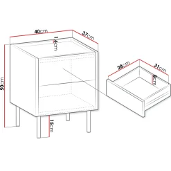 Garnero Arredamenti Comodino 40x50h cm 2 cassetti moderno piano effetto marmo nero noce Caliva Best