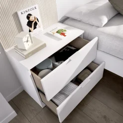 Garnero Arredamenti Comodino 46x50h cm 2 cassetti bianco opaco Manuel New