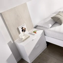 Garnero Arredamenti Comodino 46x50h cm 2 cassetti bianco opaco Manuel New