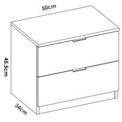 Garnero Arredamenti Comodino 46x50h cm 2 cassetti bianco opaco Manuel New