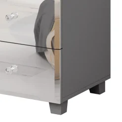 Garnero Arredamenti Comodino 45x51h cm 2 cassetti  design con specchio Selva Grigio Discount