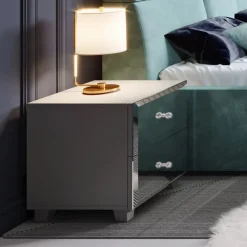 Garnero Arredamenti Comodino 45x51h cm 2 cassetti  design con specchio Selva Grigio Discount