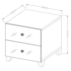 Garnero Arredamenti Comodino 45x51h cm 2 cassetti  design con specchio Selva Grigio Discount