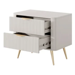 Garnero Arredamenti Comodino 63x55h cm 2 cassetti cannettato Ramis Beige Sale