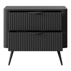 Garnero Arredamenti Comodino 63x55h cm 2 cassetti cannettato Ramis Nero Opaco Sale