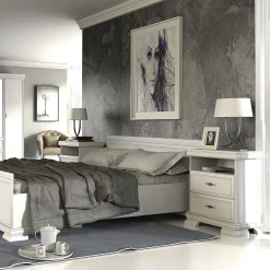 Garnero Arredamenti Comodino 58x68h cm 2 cassetti shabby Kelly Bianco Frassinato Online