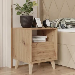 Garnero Arredamenti Comodino 40x52h cm 1 cassetto moderno rovere Branch Discount