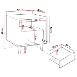 Garnero Arredamenti Comodino 40x52h cm 1 cassetto moderno rovere Branch Discount