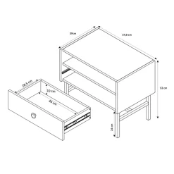 Garnero Arredamenti Comodino 55x52h cm 1 cassetto moderno nero rovere cannettato Eterna Rovere Rustico - Nero opaco Hot
