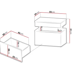 Garnero Arredamenti Comodino 55x51h cm 1 cassetto con LED nero Lumus Nero Lucido Clearance