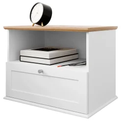 Garnero Arredamenti Comodino 62x48h cm 1 cassetto bianco rovere Relaxio New