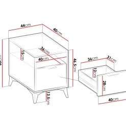 Garnero Arredamenti Comodino 44x60h cm 1 cassetto 1 vano beige Miriam Online