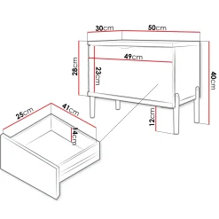 Garnero Arredamenti Comodino 50x40h cm 1 cassetto con frontali decorati bianco Amsterdam New