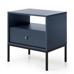 Garnero Arredamenti Comodino 54x56h cm 1 cassetto moderno notte Glory Blu Discount