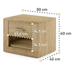 Garnero Arredamenti Comodino 50x40h cm 1 cassetto Ombra Rovere Rustico Hot