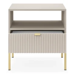 Garnero Arredamenti Comodino 54x56h cm 1 cassetto moderno Alisa Beige Hot