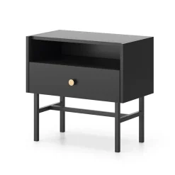 Garnero Arredamenti Comodino 55x52h cm 1 cassetto moderno nero Eterna Nero Opaco