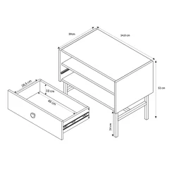 Garnero Arredamenti Comodino 55x52h cm 1 cassetto moderno nero Eterna Nero Opaco