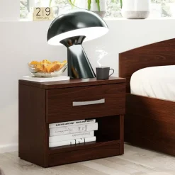 Garnero Arredamenti Comodino 40x40h cm 1 cassetto Tropea-Roma-Sorrento Wengè Sale