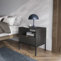 Garnero Arredamenti Comodino 54x56h cm 1 cassetto moderno nero Alisa Nero Opaco New