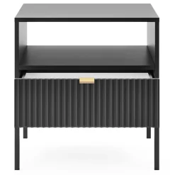 Garnero Arredamenti Comodino 54x56h cm 1 cassetto moderno nero Alisa Nero Opaco New