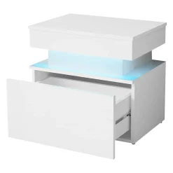 Garnero Arredamenti Comodino 55x51h cm 1 cassetto con LED bianco Lumus Bianco Lucido Outlet