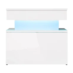 Garnero Arredamenti Comodino 55x51h cm 1 cassetto con LED bianco Lumus Bianco Lucido Outlet