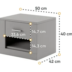 Garnero Arredamenti Comodino 50x40h cm 1 cassetto grigio Ombra Grafite Hot