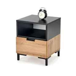 Garnero Arredamenti Comodino 40x52h cm 1 cassetto moderno rovere nero Ankara New