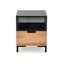 Garnero Arredamenti Comodino 40x52h cm 1 cassetto moderno rovere nero Ankara New