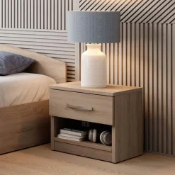 Garnero Arredamenti Comodino 40x40h cm 1 cassetto moderno Tropea-Roma-Sorrento Rovere Best