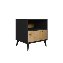 Garnero Arredamenti Comodino 47x52h cm 1 cassetto 1 vano a giorno rovere nero Hans Online