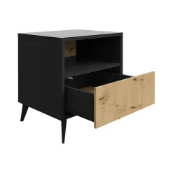 Garnero Arredamenti Comodino 47x52h cm 1 cassetto 1 vano a giorno rovere nero Hans Online