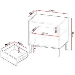 Garnero Arredamenti Comodino 55x56h cm 1 vano 1 cassetto Giuggiola Bianco Opaco Discount