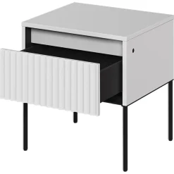 Garnero Arredamenti Comodino 46x50h cm cannettato nero Camelia Bianco Opaco Best